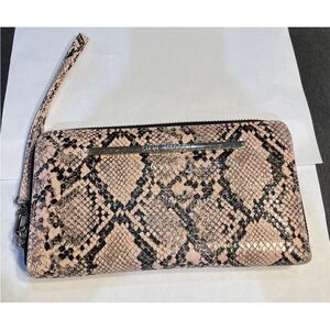 Steve Madden Pink And Black Snake print  Clutch Wallet Purse Wristlet 4.5”X8.5”